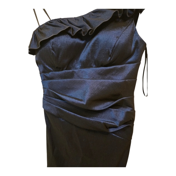 NWT Laura Petites Elegant One-Shoulder Navy Dress - Picture 5 of 6